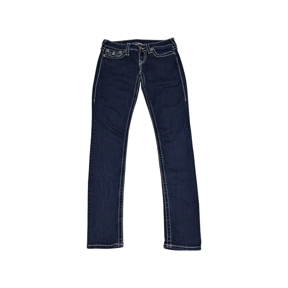 True Religion Skinny Flap Naturaline Big T Jeans Dark Wash Blue Slim Low Rise